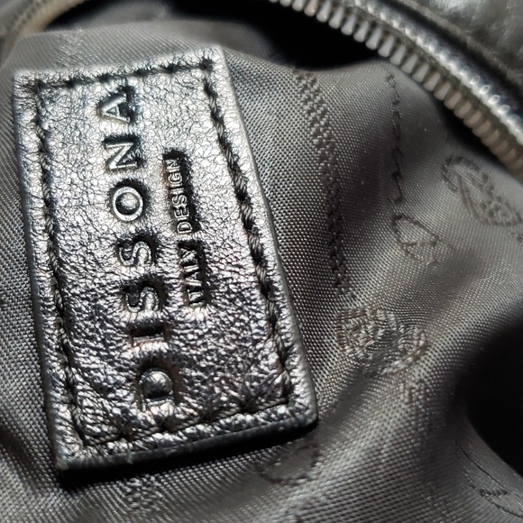 Dissona Italy Design Large Black Leather HOBO Tassel Shoulder Bag Handbag Purse - Picture 9 of 10